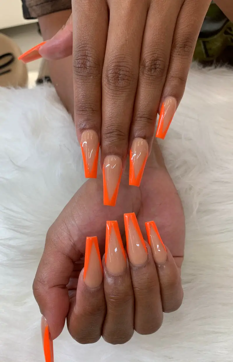 how to create an easy reverse french tip fall manicure on coffin shape... |  Chrome Nails | TikTok